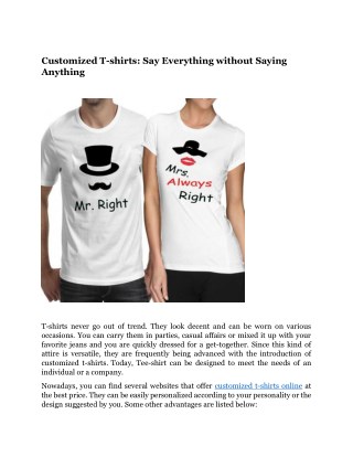 Customized T-shirts: Say Everything without Saying Anything
