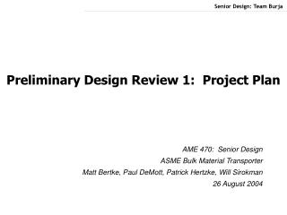 Preliminary Design Review 1: Project Plan