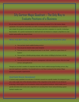 Sify Gartner Magic Quadrant – The Only Way to Evaluate Positions of a Business