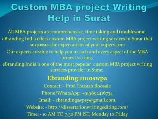 Custom MBA project Writing Help in Surat