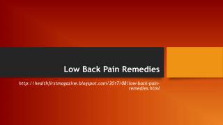 Low Back Pain Remedies