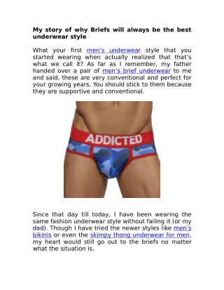 My story of why Briefs will always be the best underwear style