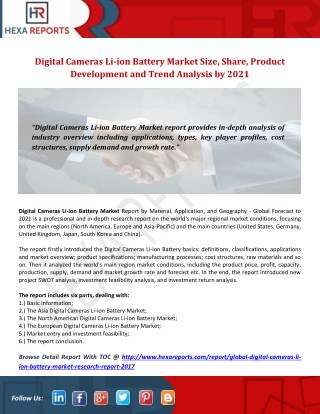 Digital Cameras Li-ion Battery Market Size, Share, Product Development and Trend Analysis by 2021
