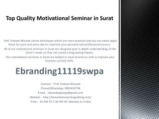 Top Quality Motivational Seminar in Surat