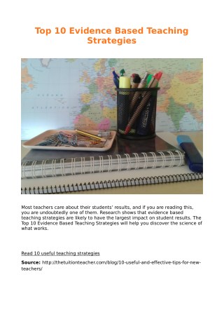 Top 10 Evidence Based Teaching Strategies