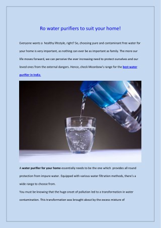 Ro water purifier online