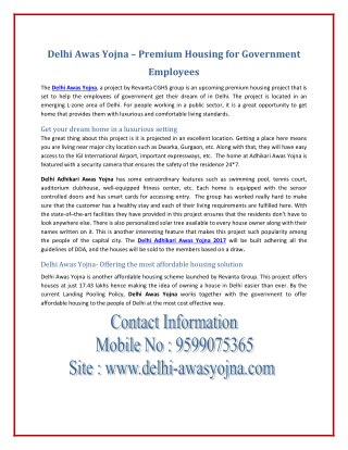 Delhi Awas Yojna – Premium Housing for Government Employees