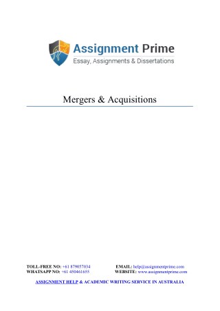 Sample Case Study on Consequence of Mergers & Acquisitions