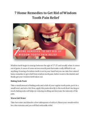 7 Home Remedies to Get Rid of Wisdom Tooth Pain Relief