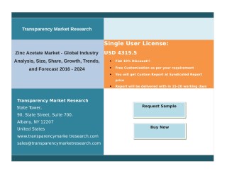 Zinc Acetate Market - Global Industry Volume and Region Analysis – 2024