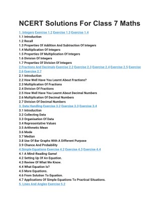 NCERT Solutions For Class 7 Maths