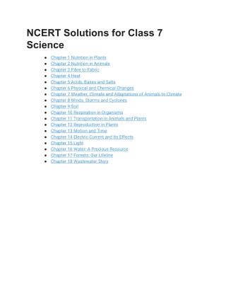 NCERT Solutions for Class 7 Science