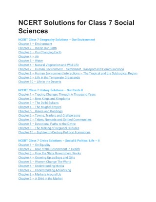 NCERT Solutions for Class 7 Social Science