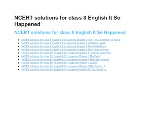 NCERT Solutions for Class 8 English