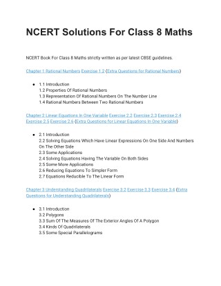 NCERT Solutions For Class 8 Maths