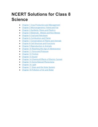 NCERT Solutions for Class 8 Science