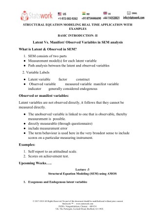 Lecture 2: Latent/Manifest/Observed Variables using in SEM Analysis (www.statswork.com)