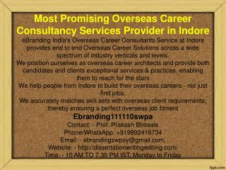 Most Promising Overseas Career Consultancy Services Provider in Indore