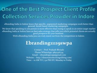 One of the Best Prospect Client Profile Collection Services Provider in Indore