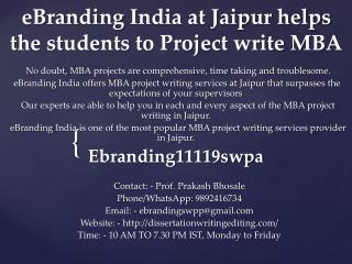 eBranding India at Jaipur helps the students to Project write MBA