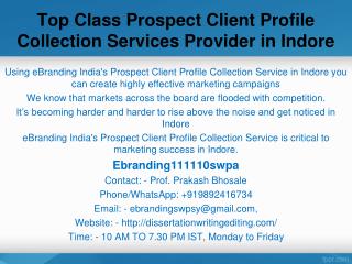 Top Class Prospect Client Profile Collection Services Provider in Indore