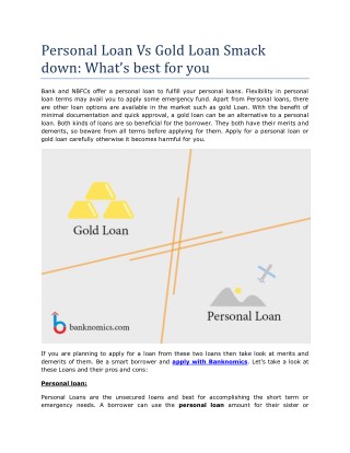 Personal Loan Vs Gold Loan Smack down: What’s best for you