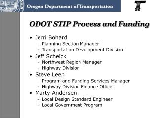 ODOT STIP Process and Funding