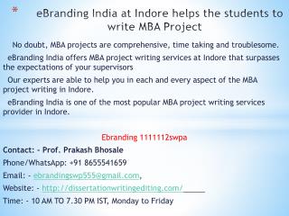 Indore helps the students to write MBA Project