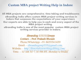 MBA project Writing Help in Indore