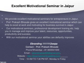 Excellent Motivational Seminar in Jaipur