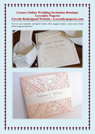 Luxury Online Wedding Invitation Boutique, Lavender Paperie, Unveils Redesigned Websit