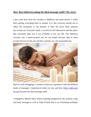 How does bikini becoming the ideal massage outfit? My story!