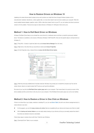 How to Restore Drivers on Windows 10
