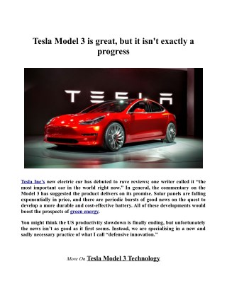 Tesla Model 3 is great, but it isn't exactly a progress