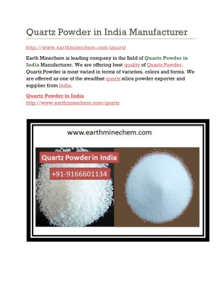 Quartz Powder in India Manufacturer