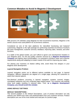 Common Mistakes to Avoid In Magento 2 Development