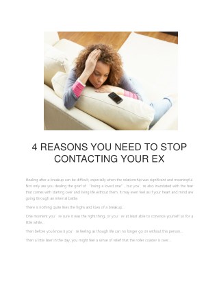 4 Reasons You Need To Stop Contacting Your Ex