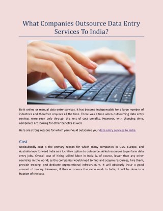 What Companies Outsource Data Entry Services To India?