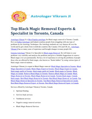 Top Black Magic Removal Experts & Specialist in Toronto