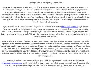 Finding a Home Care Agency on the Web