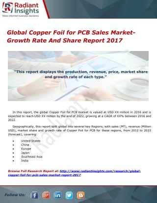 Global Copper Foil for PCB Market Status And Outlook Report 2017