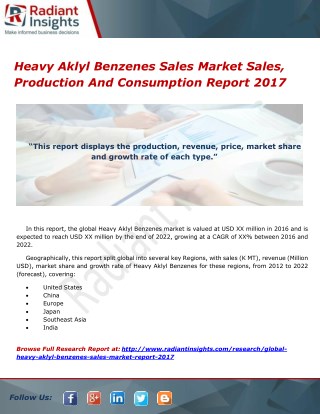 Heavy Aklyl Benzenes Sales Market Revenue And Latest News Report 2017