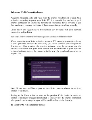 Roku App Wi-Fi Connection Issues
