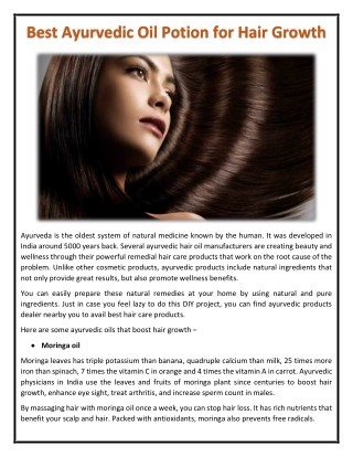 Best Ayurvedic Oil Potion for Hair Growth