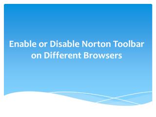 Enable or Disable Norton Toolbar on Different Browsers