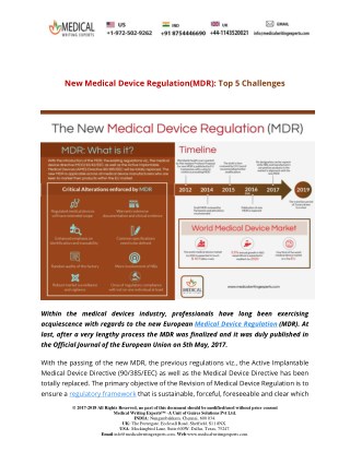 New Medical Device Regulations - EU MDR