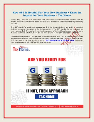 How GST Is Helpful For Your New Business- Know Its Impact On Your Business - Tax Home