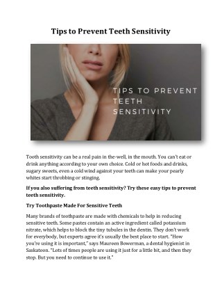 Tips to Prevent Teeth Sensitivity