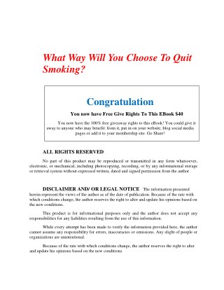 What Way Will You Choose To Quit Smoking PDF