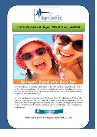 Travel Vaccines at Regent Street Clinic™, Watford